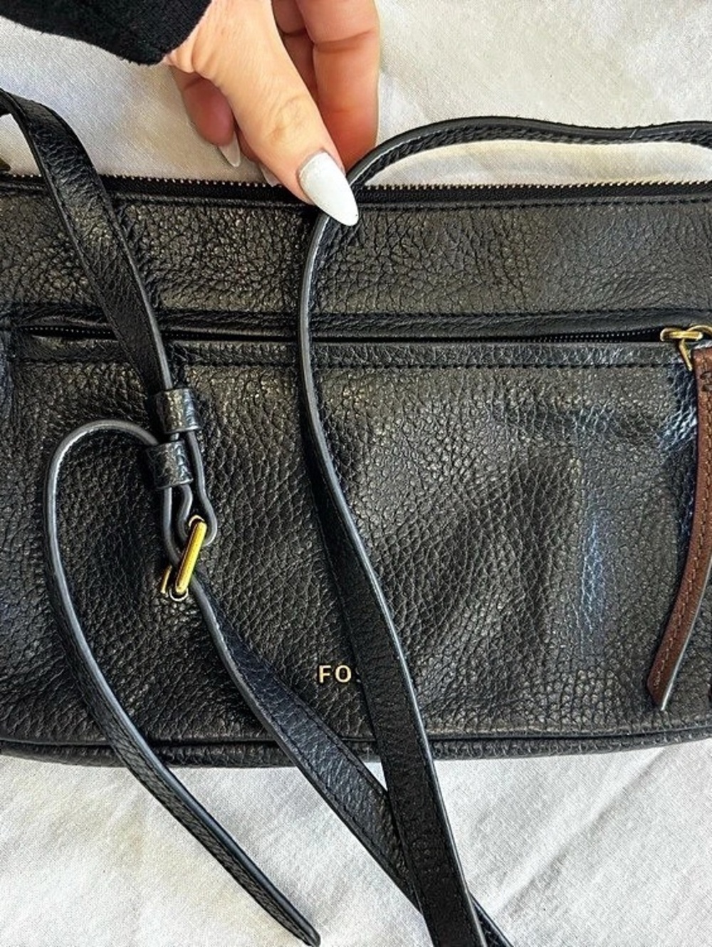 Fossil Gemma black pebbles leather Crossbody purse - Picture 7 of 12